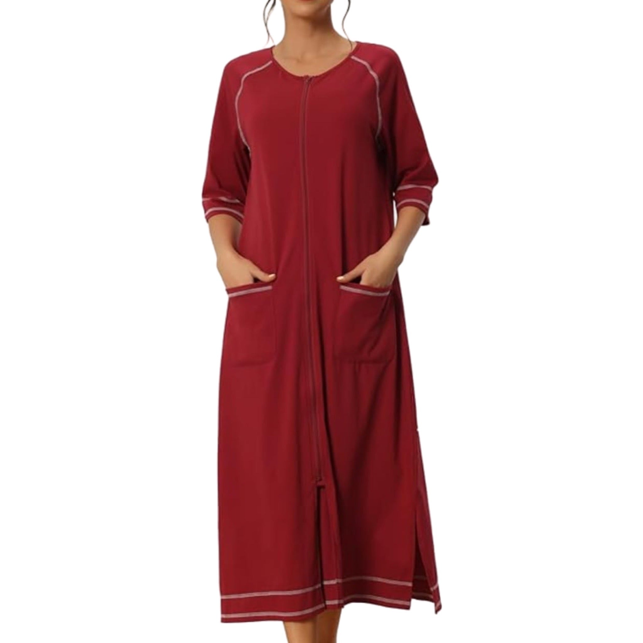 Bata Larga de Zipper con manga 3/4 Zip