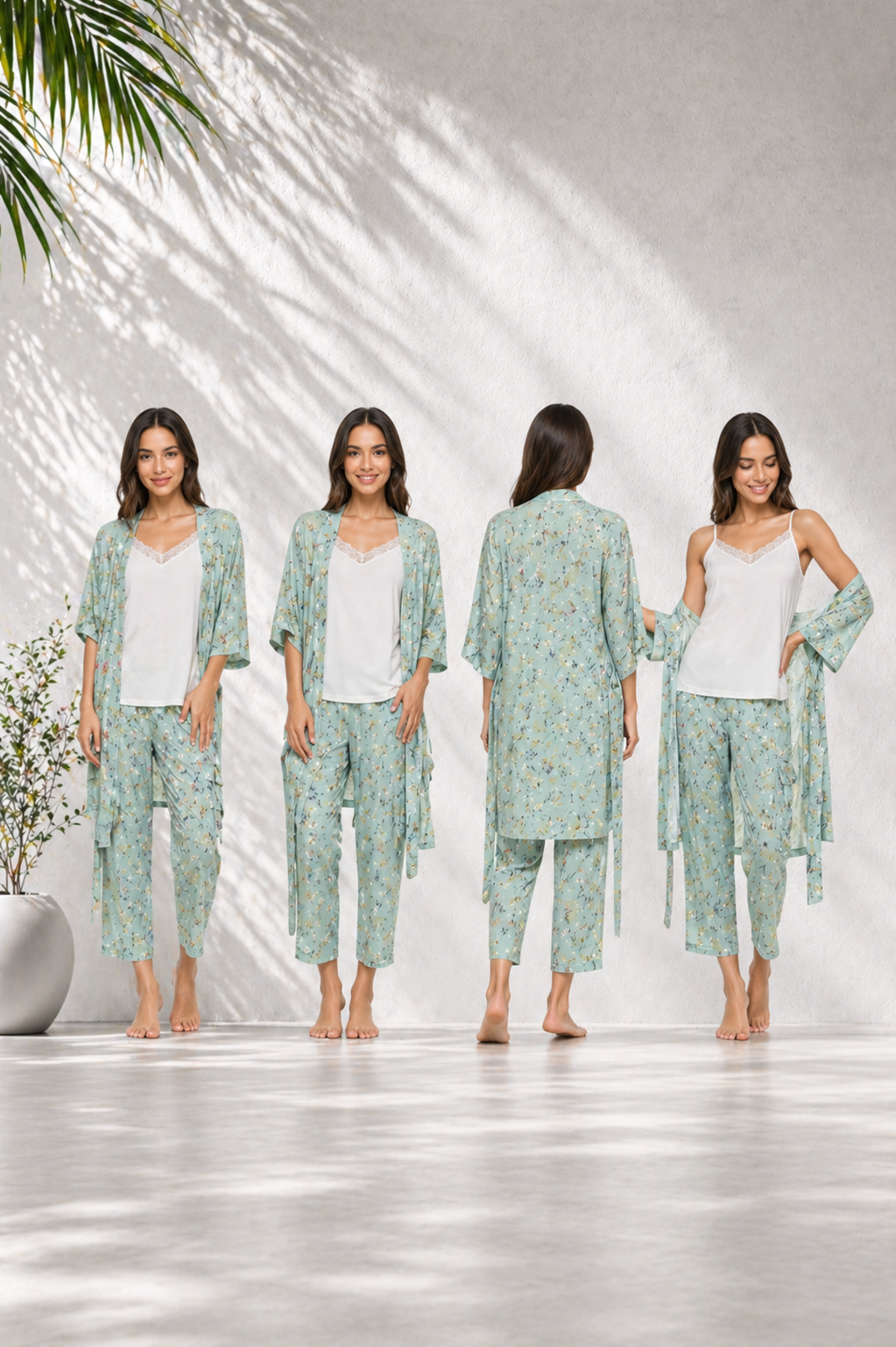 Pijama Capri Flora Nikrooz con Bata Kimono Mujer