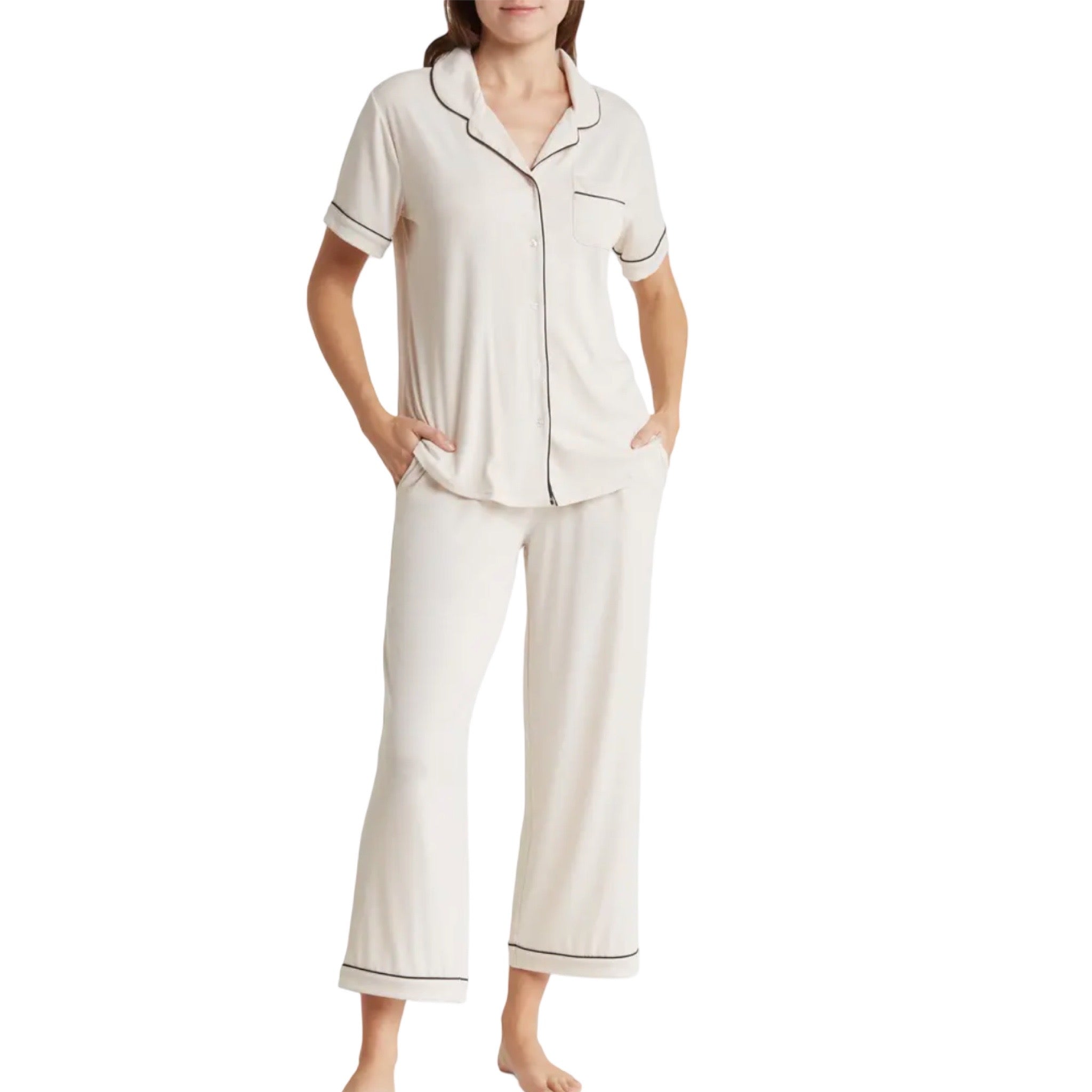 Pijama Pantalon Largo y Blusa Camisera con Botones y Manga Corta NM55 Nicole Miller