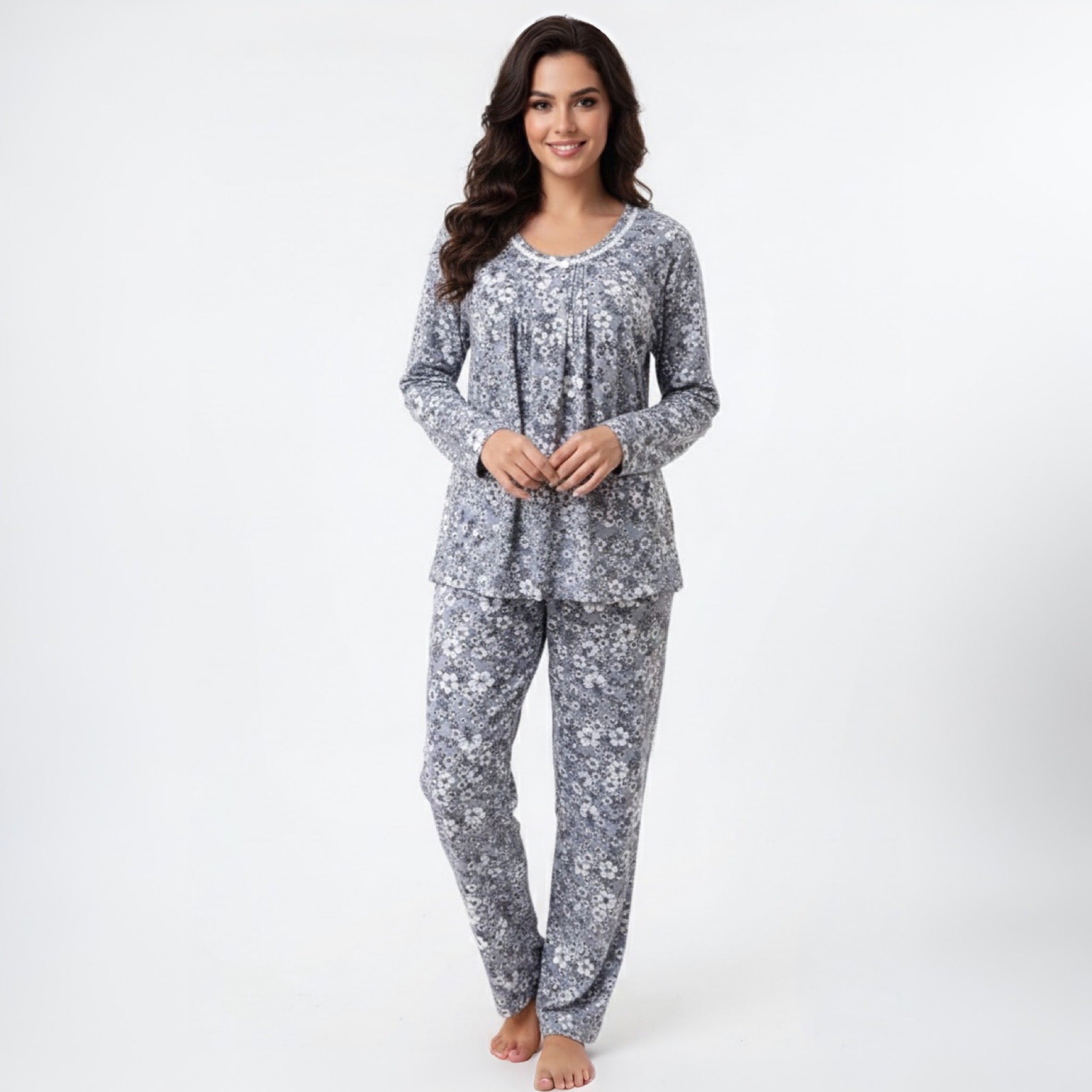 Pijama Pantalón Largo y Blusa Cerrada con Manga 3/4 558382 René Rofé