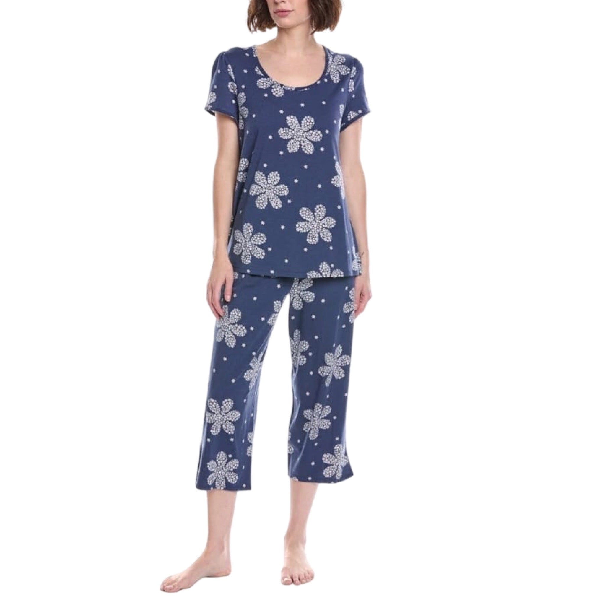 Pijama Capri con Blusa Cerrada y Manga Corta CD90031 Cuddl Duds