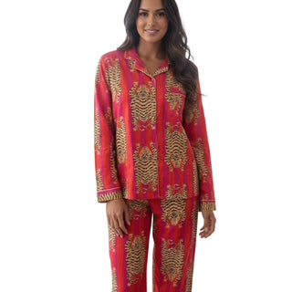 Pijama Pantalón Largo y Blusa Camisera con Botones y Manga Larga COTTON