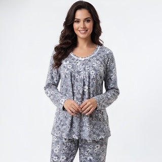 Pijama Pantalón Largo y Blusa Cerrada con Manga 3/4 558382 René Rofé