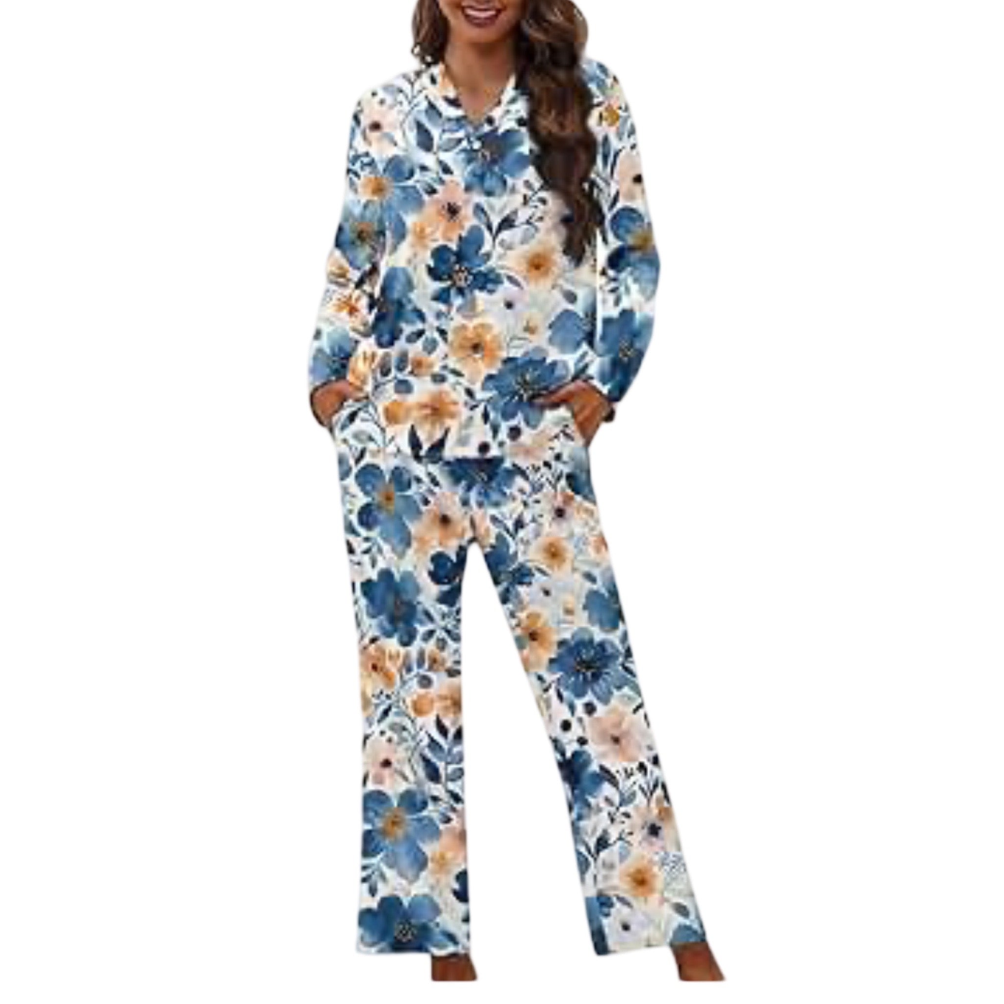 Pijama Pantalon Largo y Blusa Camisera con Botones y manga Larga 578754 Poppy & Clay