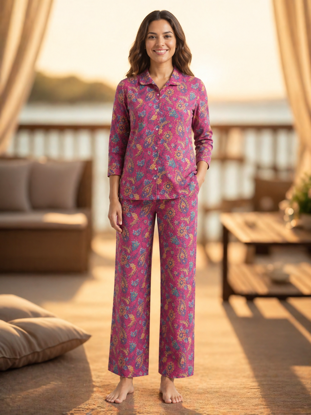 Pijama CAL Algodón con Pantalón Largo Mujer