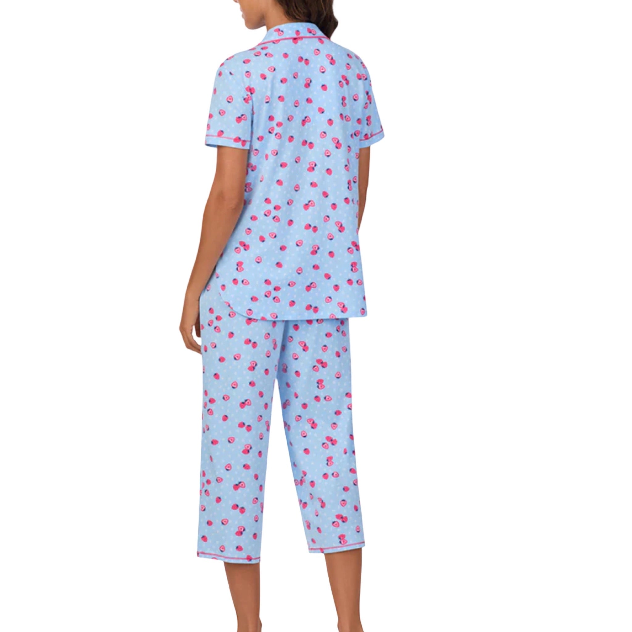 Pijama Capri con Blusa Cerrada Cuello en V y Manga Corta CD70008 Cuddl Duds