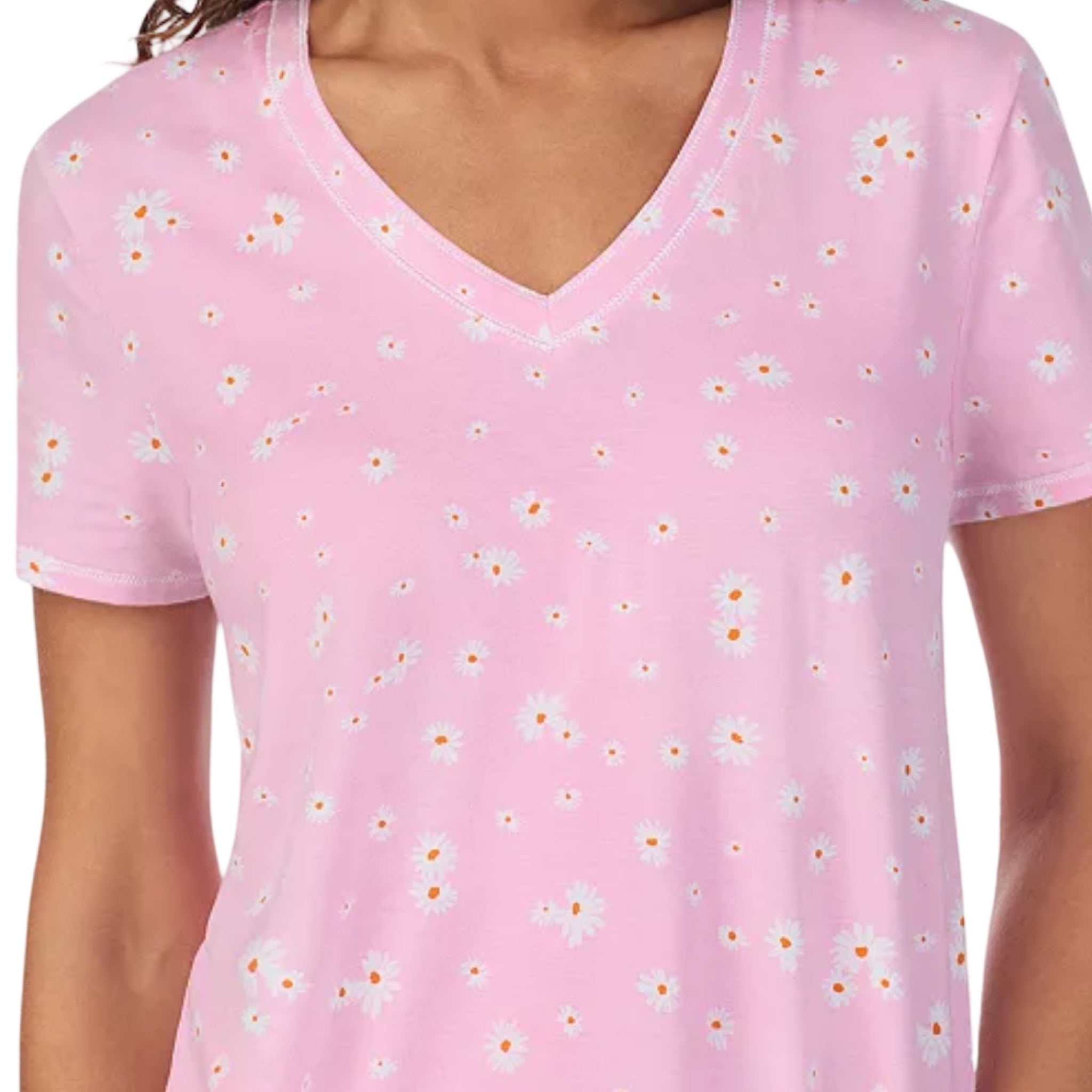 Pijama Capri con Blusa Cerrada Cuello en V y Manga Corta CD70008 Cuddl Duds