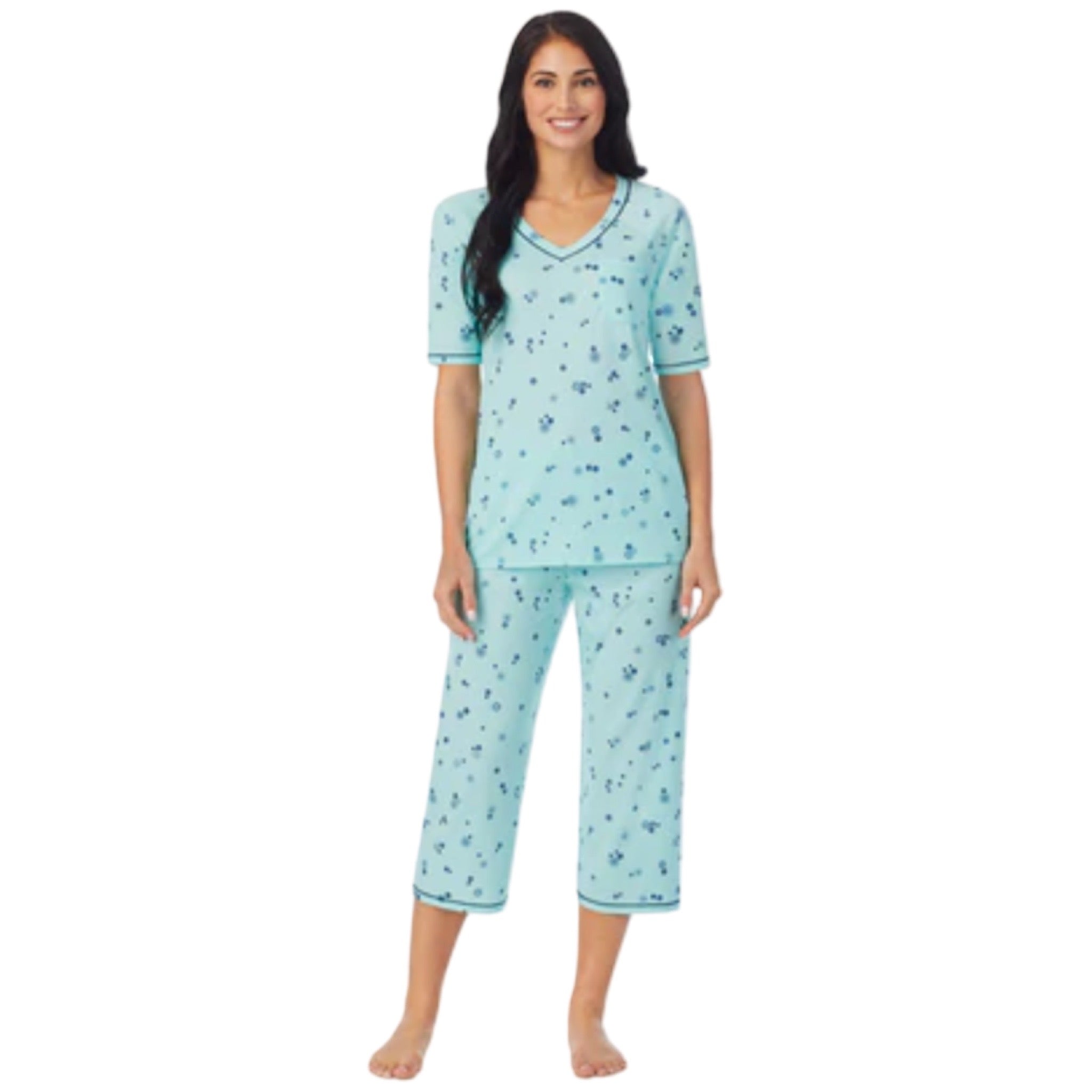 Pijama Capri con Blusa Cerrada Cuello en V y Manga Corta CD8912811 Cuddl Duds