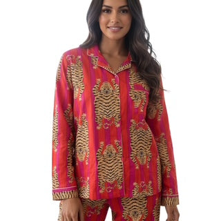 Pijama Pantalón Largo y Blusa Camisera con Botones y Manga Larga COTTON