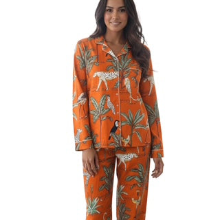 Pijama Pantalón Largo y Blusa Camisera con Botones y Manga Larga COTTON