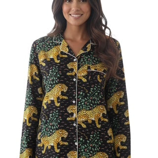 Pijama Pantalón Largo y Blusa Camisera con Botones y Manga Larga COTTON