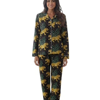 Pijama Pantalón Largo y Blusa Camisera con Botones y Manga Larga COTTON