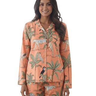 Pijama Pantalón Largo y Blusa Camisera con Botones y Manga Larga COTTON