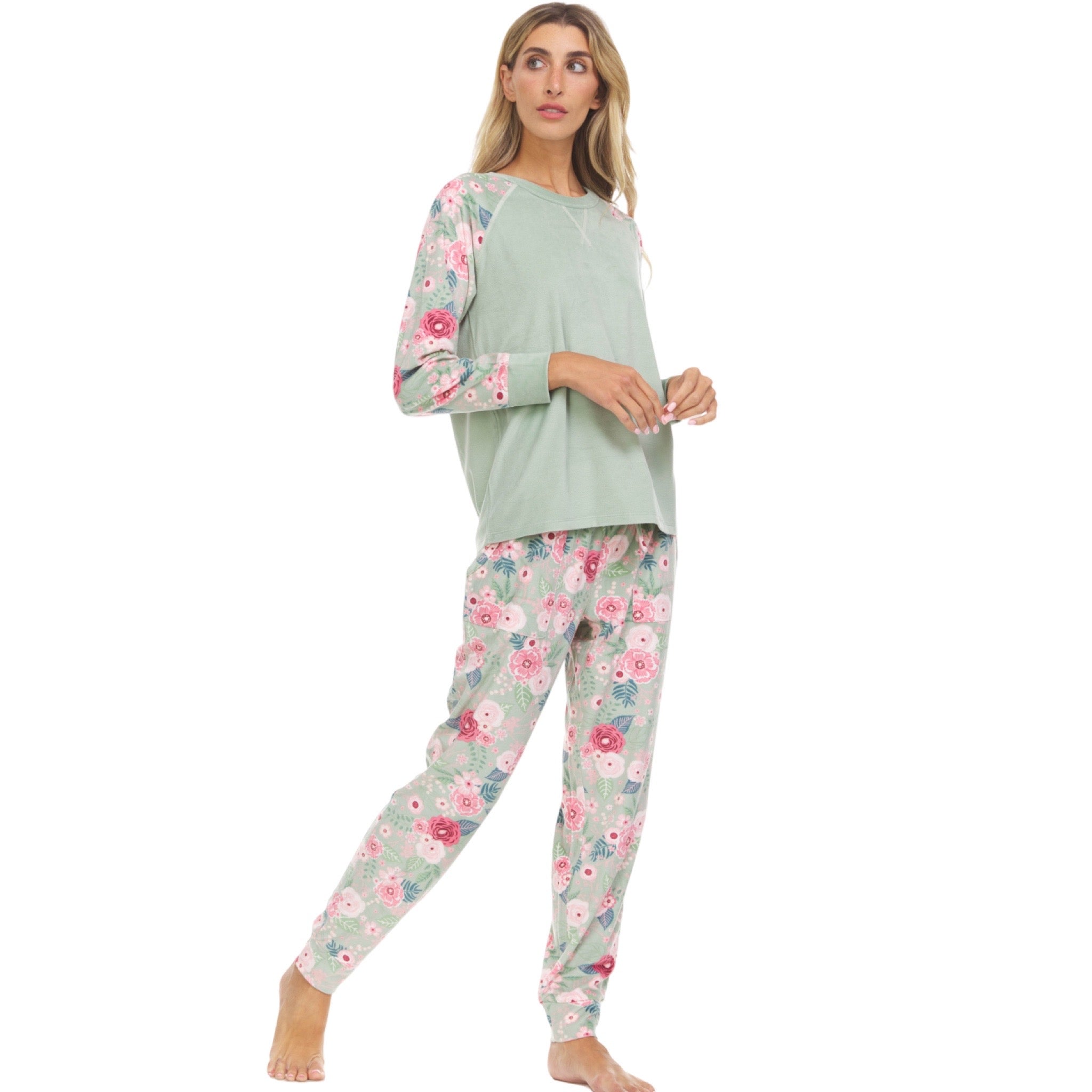 Pijama tipo Pants Pantalón Largo y Blusa cerrada con Manga Larga T90749 Flora Nikrooz