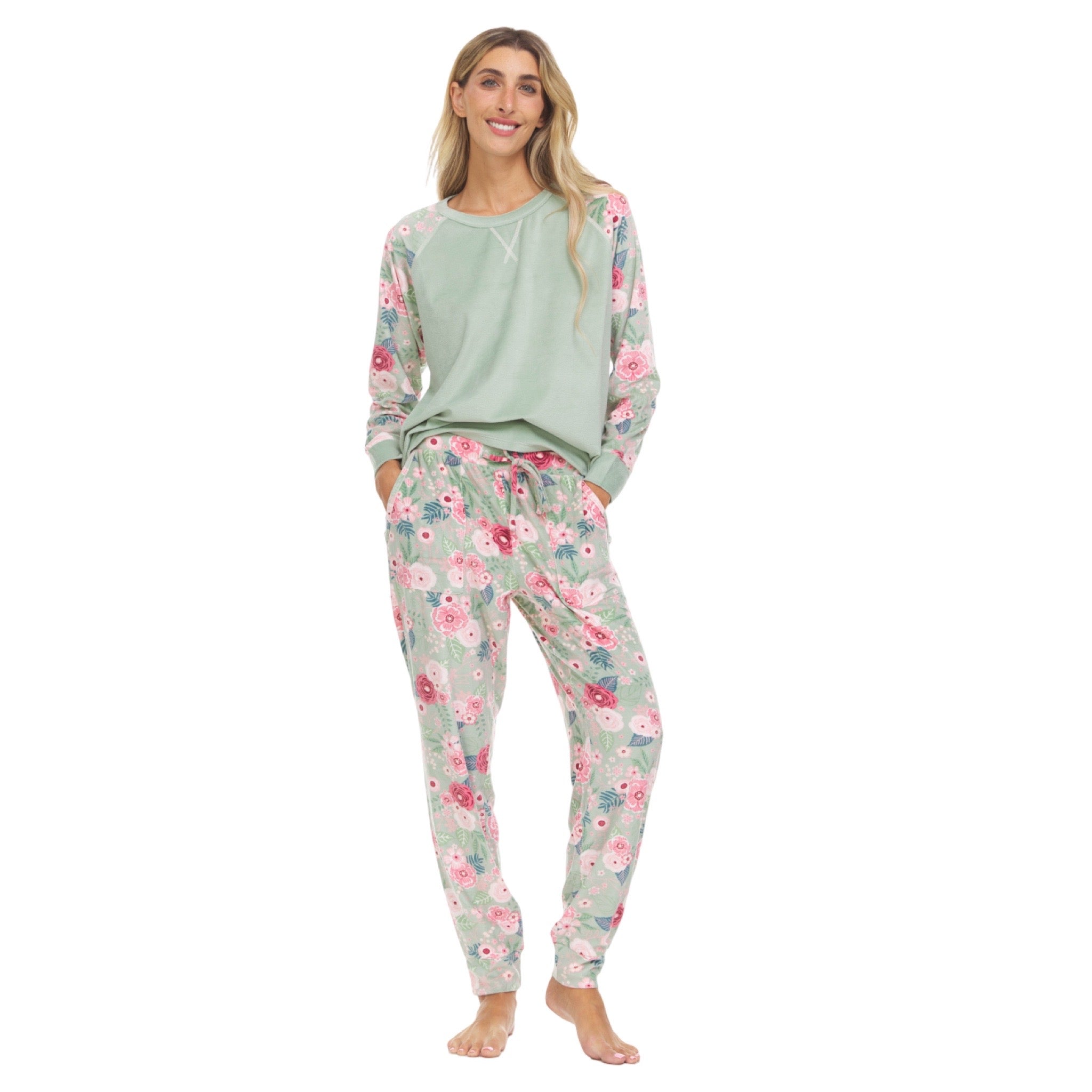 Pijama tipo Pants Pantalón Largo y Blusa cerrada con Manga Larga T90749 Flora Nikrooz