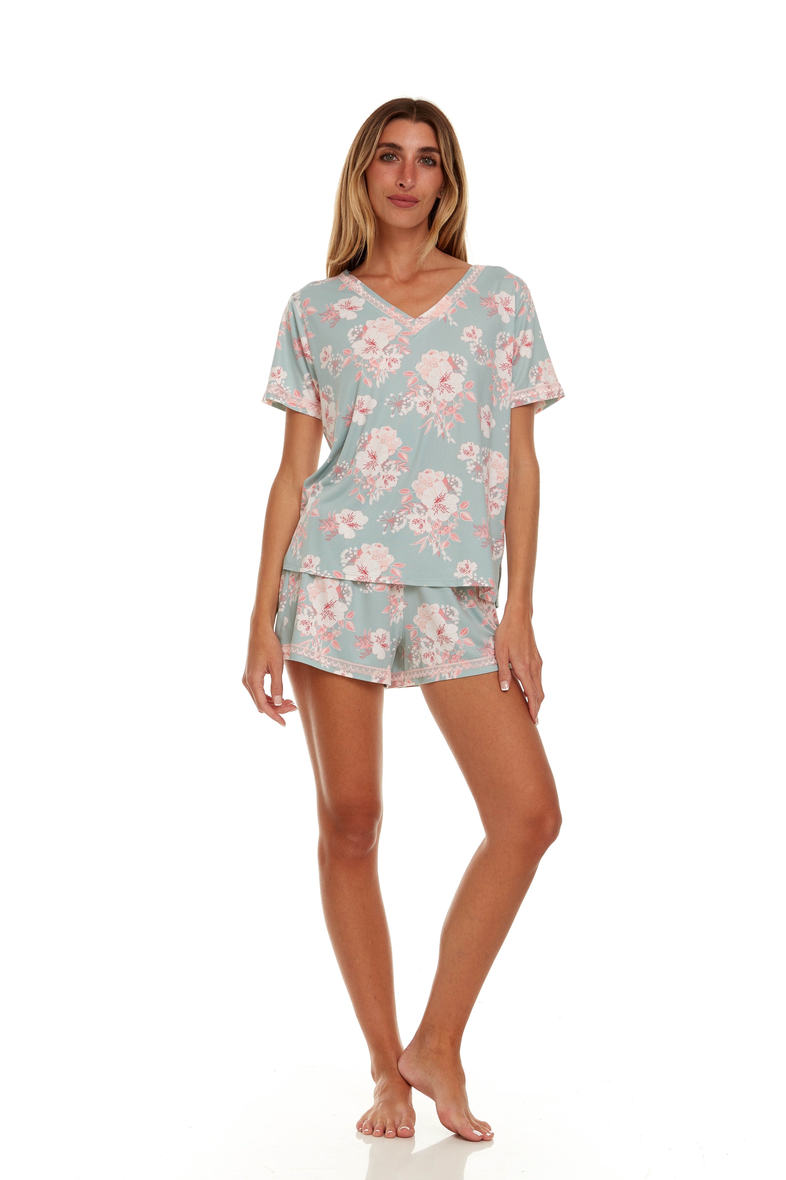 Pijama Short  con Blusa Cerrada y Manga Corta T91061 Flora Nikrooz