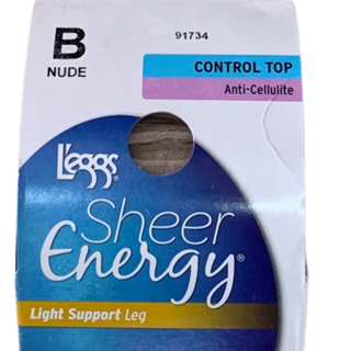 Pantyhose Sheer Energy Control Top Anti-Cellulite Light Support Leg Sheer Toe 91700 L'eggs